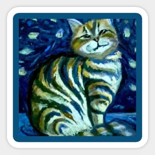 Cat in the Style of Vincent Van Gogh Sticker